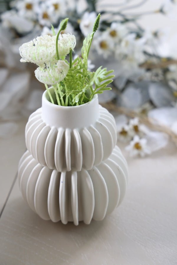 Fluted White Carla Vase