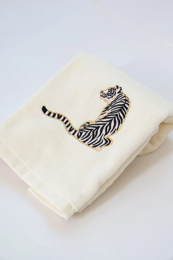 Embroidered Tiger Fingertip Towel