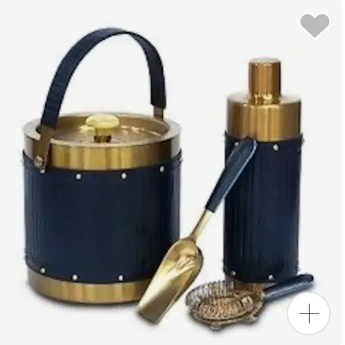 Black and Brass Riveted Bar Set